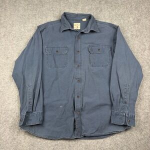 RedHead Button Up Shirt Mens XL Blue Canvas Long Sleeve Workwear Utility